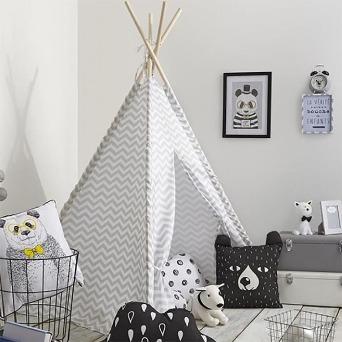 Tipi Déco pour Enfant - Hauteur : 160 cm - Coloris : Gris