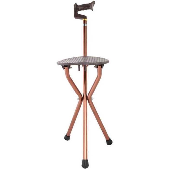 VINGVO tabouret de marche Chaise pliante portative en métal de canne de voyage de tabouret de siège de chaise de bâton de marche