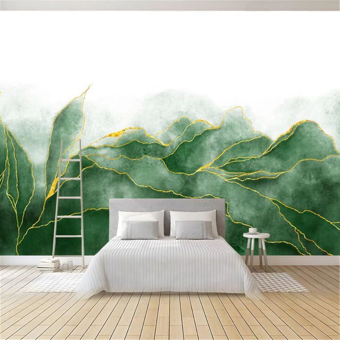 Papier Peint Panoramique Feuilles Abstraites Vertes 350x256cm Poster ...