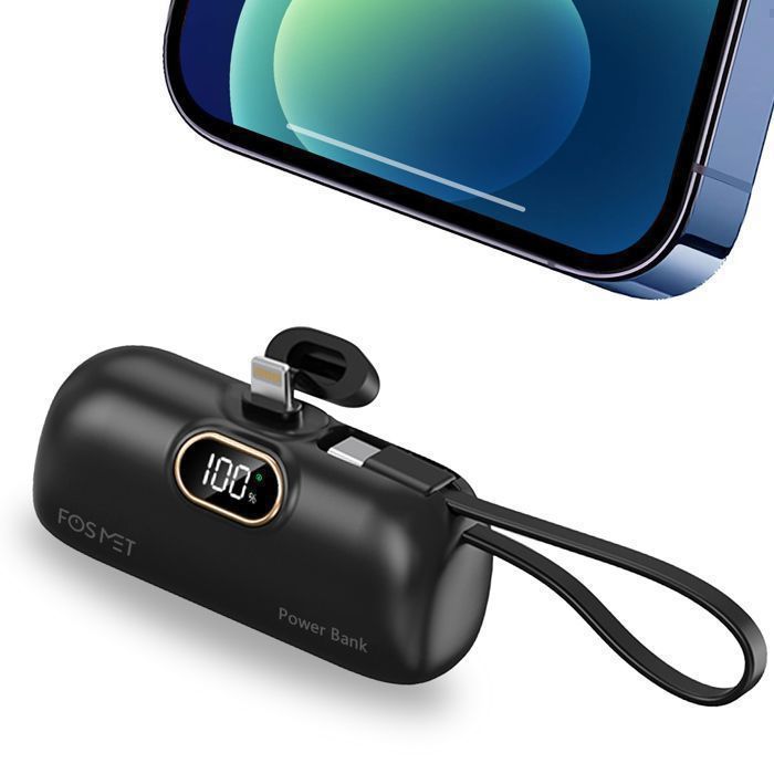 FOSMET Batterie Externe 5000 mAh, Lightning/Type C, Compatible