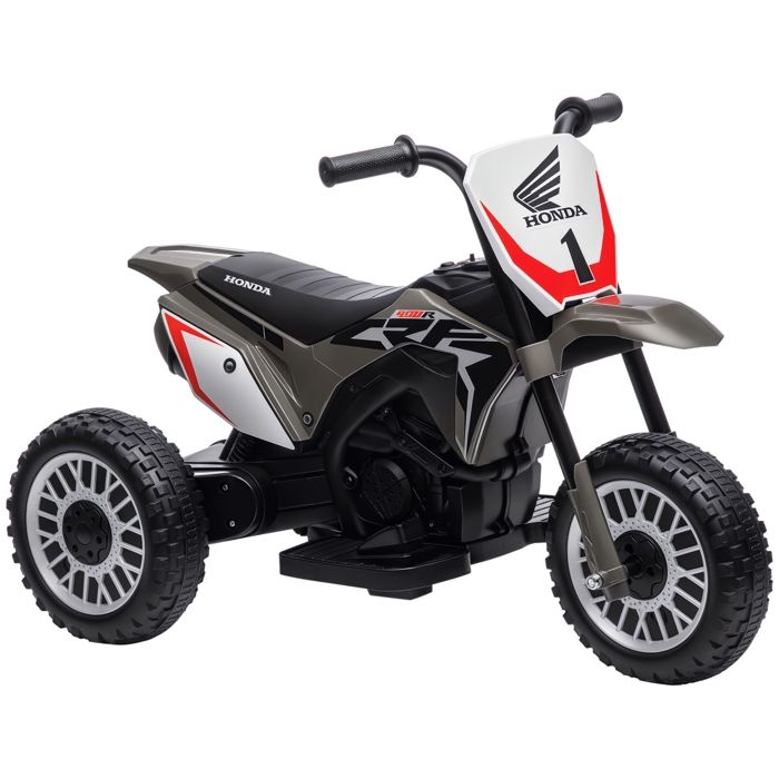 Moto cross éléctrique pour enfant - HOMCOM - licence Honda CRF450RL - 3 roues - batterie 6V - enfants 18-36 mois - gris