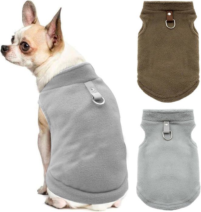 Meilleurs prix pour 2 Pièces Pull en Peluche pour Chien et Chat Chien Vetement Hiver Pull Petit Chien KIT VETEMENT - ACCESSOIRE (Brun Gris)