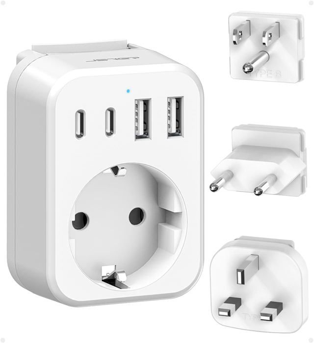 EYMUOBC - Adaptateur De Voyage Universel Avec 2 USB + 2 USB-C - Compatible USA, UK, UE, Australie, Etc. - 6