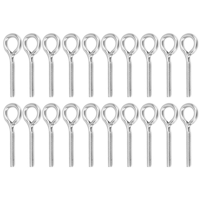 Lot De 20 Plaques à œil M5 Inox 304 – 4,5x1,5x2 Cm, ép. 3 Mm, Résistance 50 Kg – Fixation Murale, Auvent, Hamac, Plante Suspendue