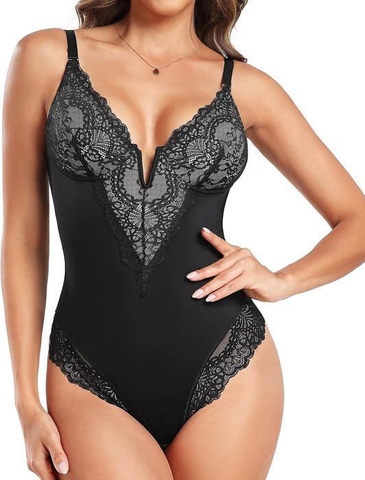 Body Sculptant Femme - Body Gainant Ventre Plat - Noir Noir - Prêt-à-Porter