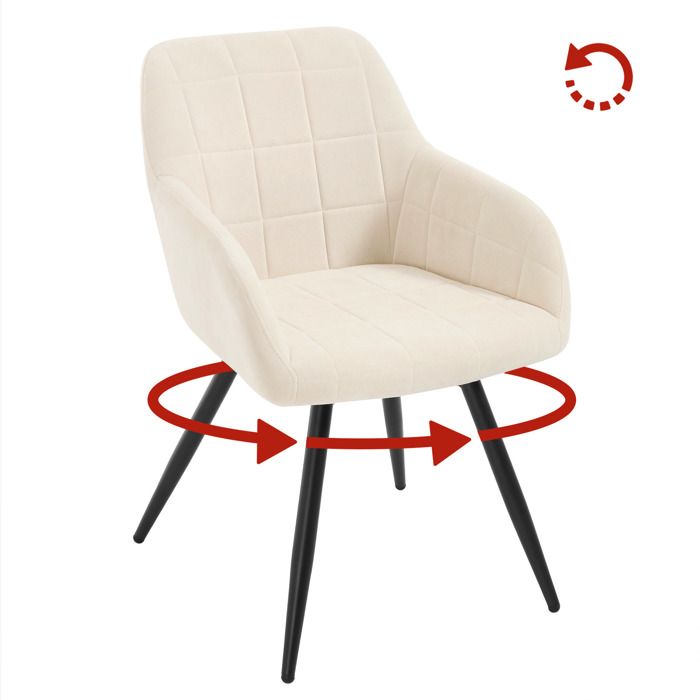 WOLTU Chaise Pivotante Salle à Manger Fauteuil Velours Pieds en Métal pour Salon Chambre Beige W0ATT1012-1 WOLTU Chaise Pivotante Salle à Manger Fauteuil Velours Pieds en Métal pour Salon Chambre Beige W0ATT1012-1