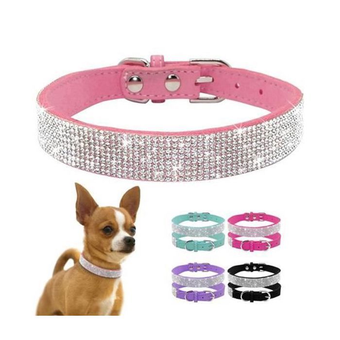 Meilleurs prix pour S-XL Doux Rglable En Cuir Sud Chiot Chien Collier Strass Chat Pet Rose Collier Costume Fournitures Pour Animaux De Compagni COLLIER