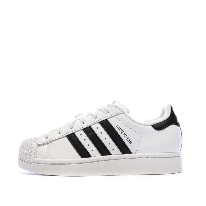 Adidas Basket - ADIDAS - Superstar II - Blanc/Noir - Tige cuir - Fermeture lacets