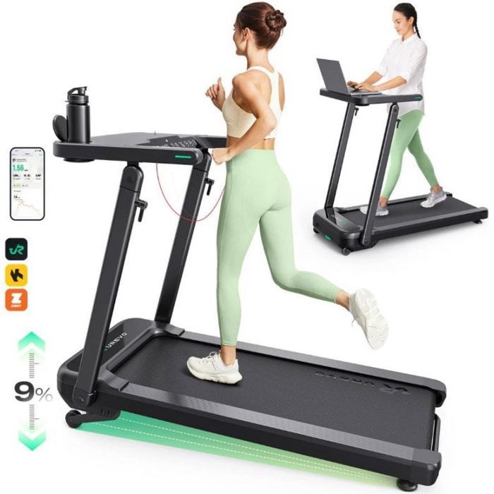 Tapis de course - UREVO - Foldi 3S - Bureau intégré - Pliable - 120 kg max utilisateur