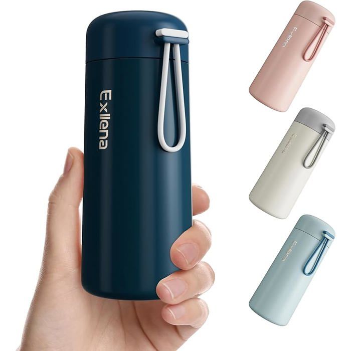 Mini Gourde Isotherme Petite Bouteille Isotherme en Acier Inoxydable pour Boissons Chaudes et Noir Fonc 250ml 250 ML GOURDE