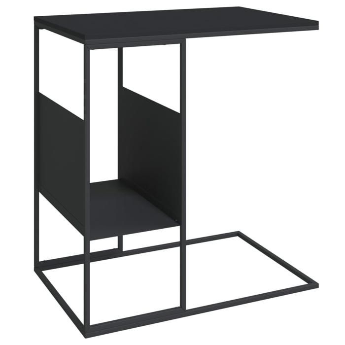 Table d appoint en forme de C 55 x 36 x 59 5 cm bois d ingenierie noir et fer DEC040296