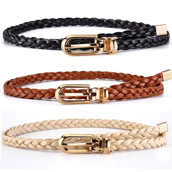 Ceinture tressée VITATA pour femme Ceinture en PU avec boucle