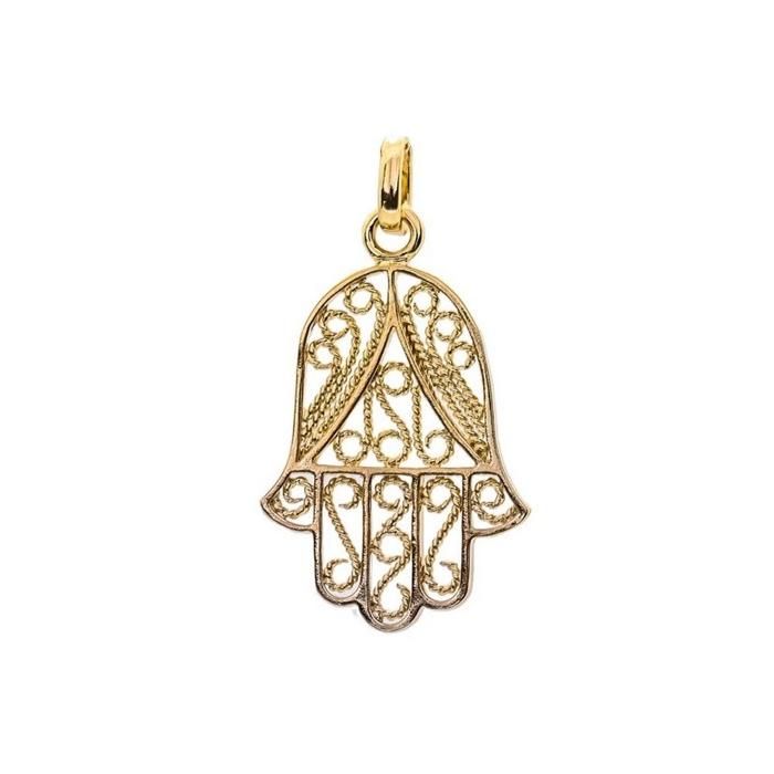 Pendentif main de Fatma - plaqué or véritable -Hamsa Fatima effet dentelle - vendu seule Pendentif main de Fatma - plaqué or véritable -Hamsa Fatima effet dentelle - vendu seule