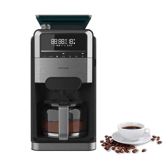 Cecotec Cafetières à Goutte Coffee 66 Grind & Brew. 1400W 1.5L 12 Tasses Réservoir de 230g de Grains de Café Moulin Conique