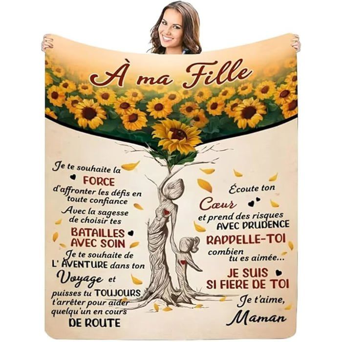 Message Lettre pour Ma Fille: Couverture Polaire Personnalisée - Plaid 130*150CM FILLE5 COUVERTURE