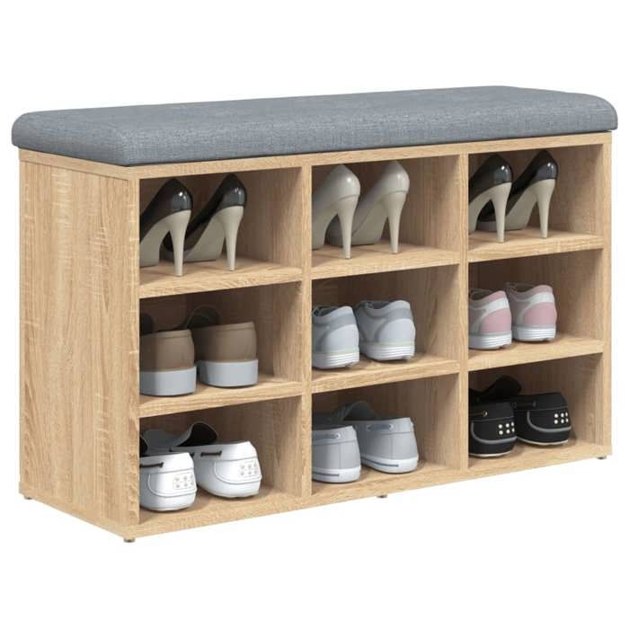 MGH - TOP Banc de rangement à chaussures - Meuble de couloir - chêne sonoma 82x32x50 cm - bois dingénierie MM469