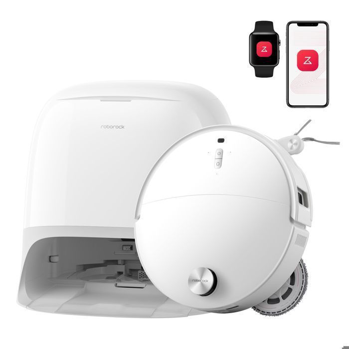 Roborock Qrevo Curv 2 Pro Aspirateur Robot 25000 Pa Nettoyage des sols à l’eau tiède  Évitement dobstacles et Navigation