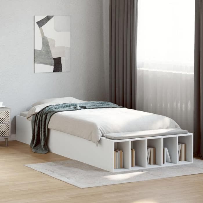 Cadre de lit moderne - UU - Blanc - 100x200 cm - Bois dingénierie - Contreplaqué - 2255x102x30 cm
