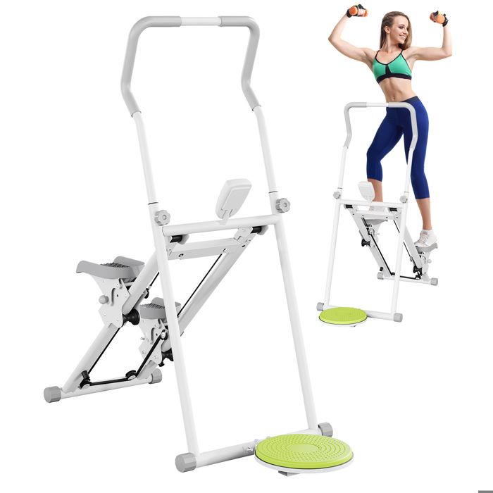 Stepper Vertical Pliable, Machine D'escalier Fitness, Blanc, Capacité 120kg