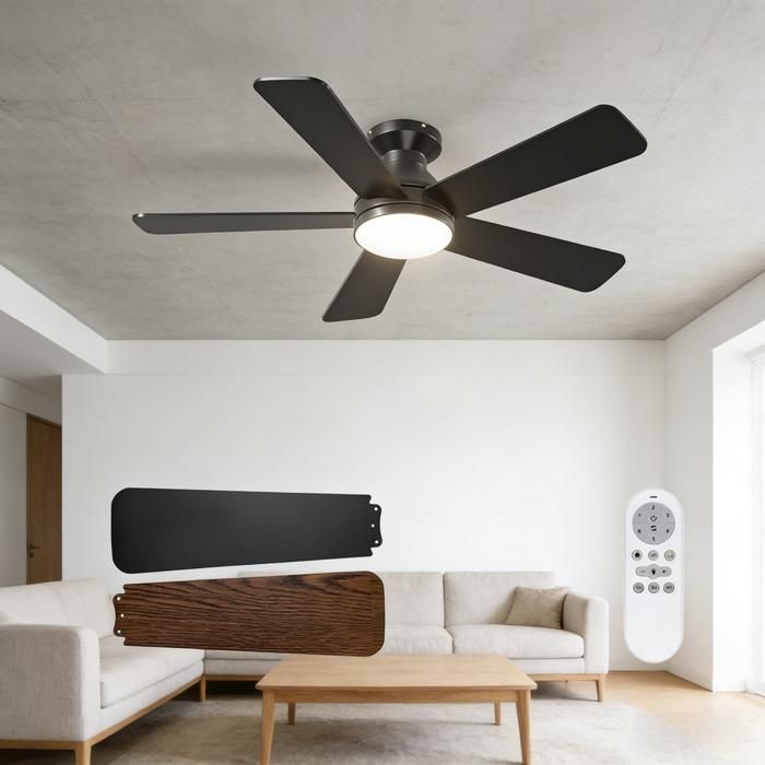 Ventilateur de Plafond avec Éclairage Silencieux 131 cm Moteur CC Réversible 3 Couleurs Fonction Été et Hiver 6 Vitesses Minuterie - Joulli