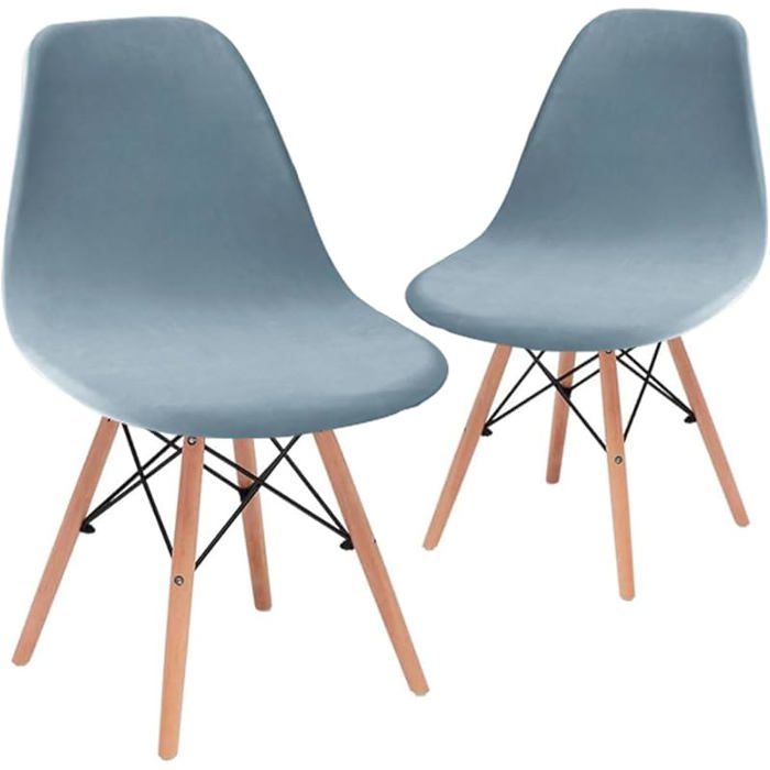 2Pcs Housse de Chaise extensible - XJYDNCG - Velours Élégant - Bleu Clair