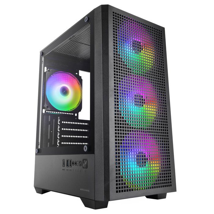 Boîtier Gaming Mars Gaming MC-VECTOR Micro-ATX et Mini-ITX 4x ventilateurs 120 mm verre trempé noir