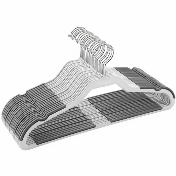 Lot de 20 Cintres Plats Antidérapants Crochet Pivotant 360° Résistants 5kg Chemises Manteaux Dressing .