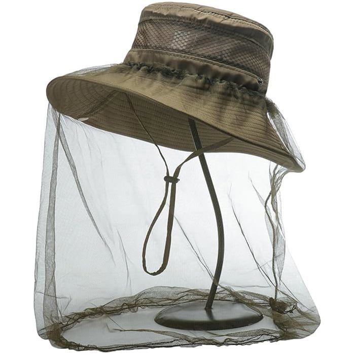 Chapeau anti-moustiques 9 x 45 cm avec filet amovible – Chapeau de pêcheur solaire – Idéal pour apiculteurs randonneurs pêcheurs