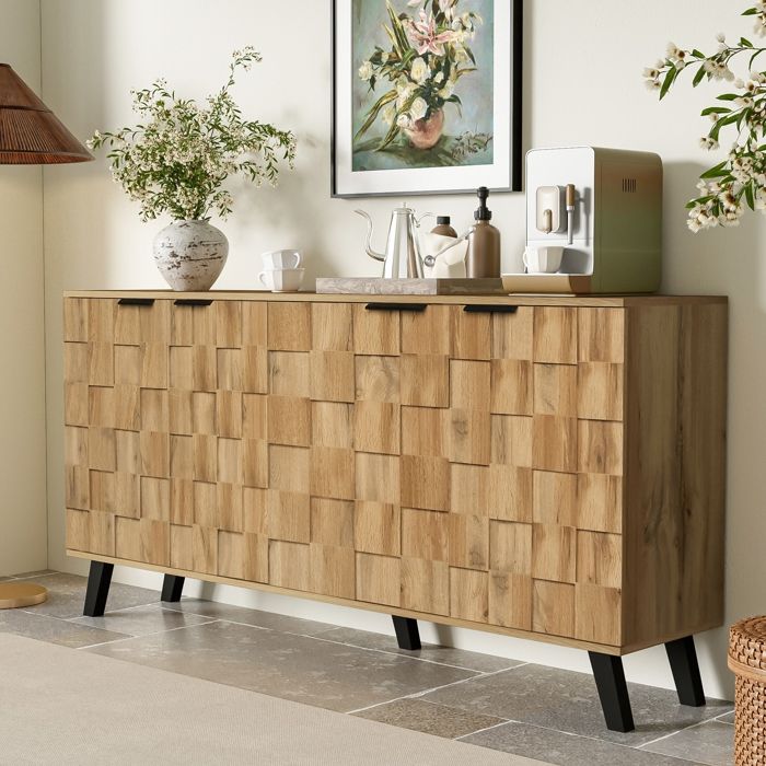 Buffet Moderne à 4 Portes étagères Réglables Meubles de Rangement pour Salon Armoire Polyvalente pour Cuisine 160.5x35.5x78cm