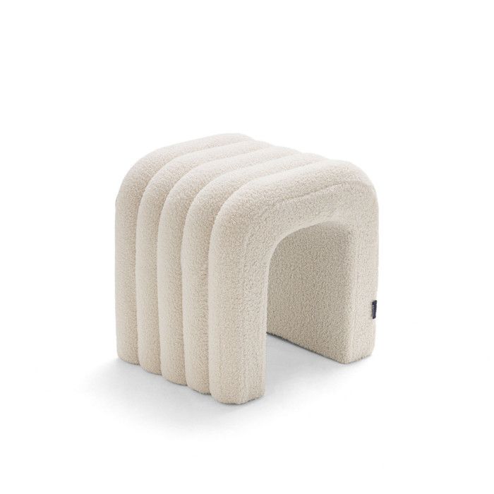 Mui - Tabouret rembourré en tissu bouclette - Blanc Mui - Tabouret rembourré en tissu bouclette - Blanc