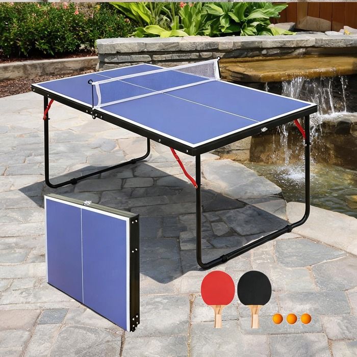 Table de ping-pong pliante 1372 cm deep blue MDF set complet pour intérieur et extérieur