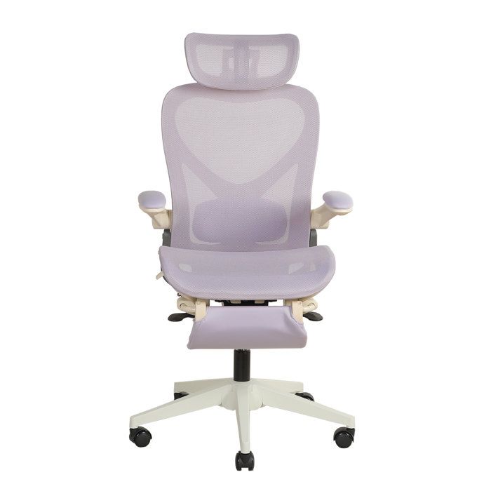 Chaise de bureau ergonomique pliante en maille violette avec appui-tête 3D soutien lombaire et repose-pieds