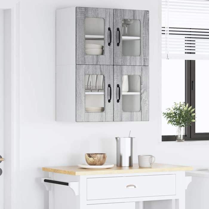 Meuble Rangement - HAOSHOP - Armoire de cuisine avec porte 2 pcs Gris Sonoma 60 x 31 x 40 cm&01_41604