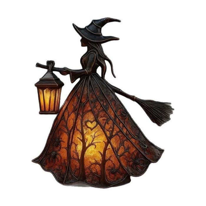 Lampe de bureau sorcière - Résine - Éclairage LED intégré - Décoration Halloween chambre salon bureau