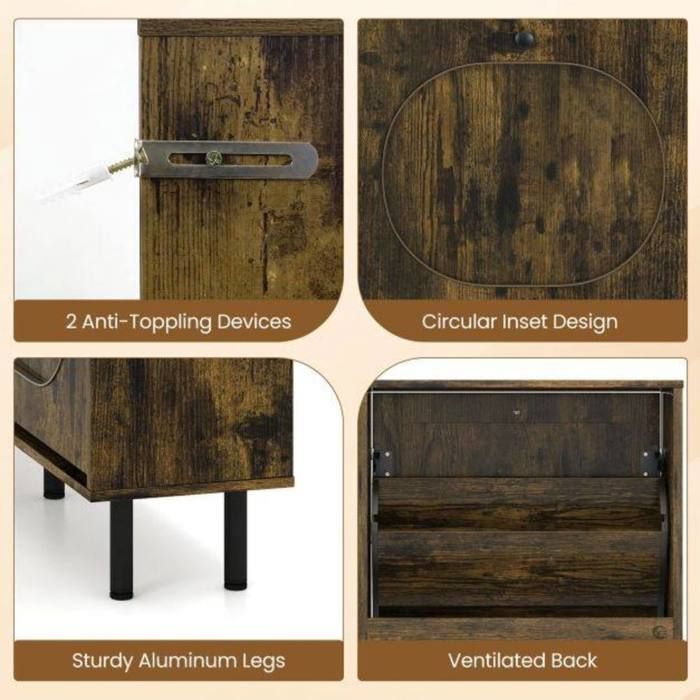 Ultra fin 24 cm pour un gain de place meuble de rangement chaussures pour entrée étroite et couloir rustique