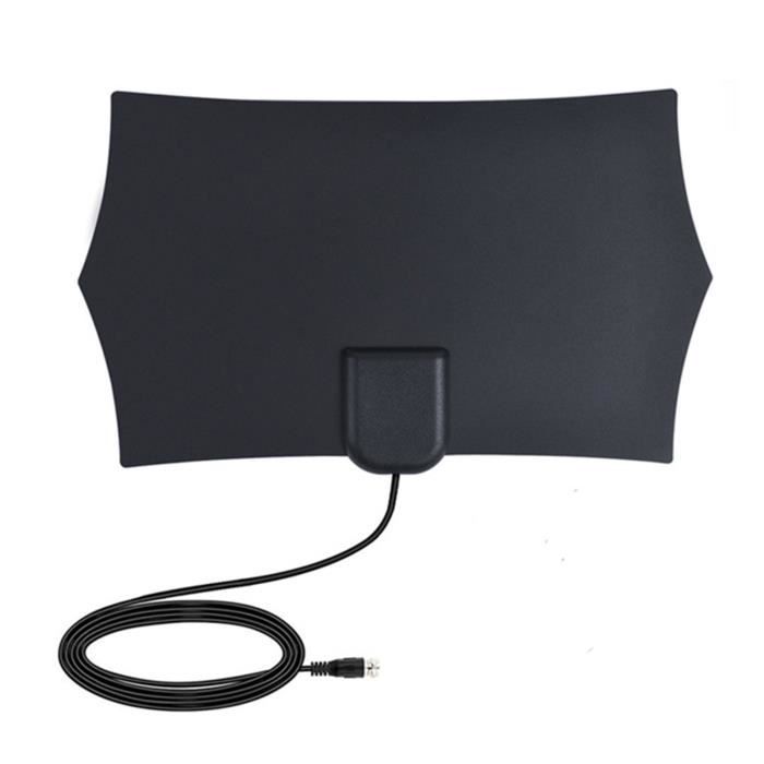 Antenne TV Intérieure Numérique Avec Amplificateur - Réception 360°, Câble Coaxial 3 M - Pour TNT HD, Chaînes Locales Gratuites - Design Plat Et Discret