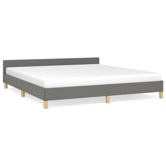 Cadre de lit avec tête de lit Gris foncé 180 x 200 cm Tissu - AKO7370392034505