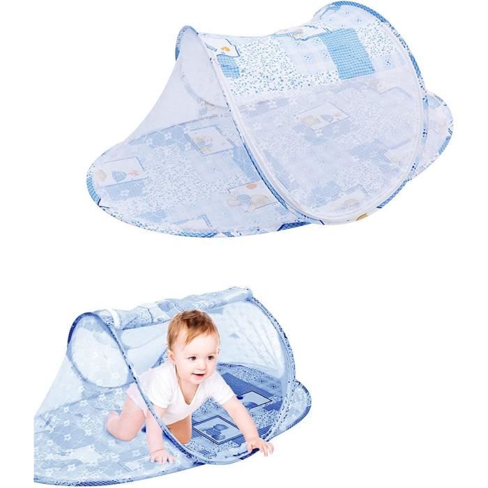 Moustiquaire Pour Bébé Pliante Portable - Tente De Lit Bébé Autoportante Avec Fermeture Éclair, Idéale Voyages Et Plein Air Bleu 108x60x38cm
