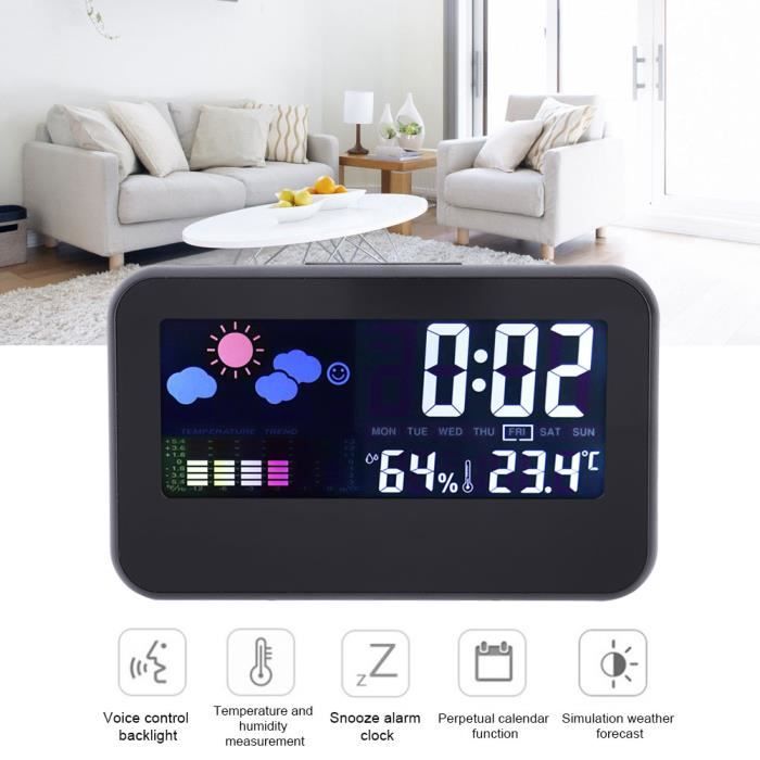 Tmishion Horloge Portable, Écran Lcd Humidité, Temporisation D'Affichage De La Température Avec Support, Avec Trous De Suspension, Réveil Confort, Convient Pour Salle De Bain, Douche, Cuisine