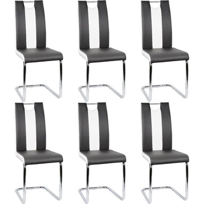 Lot De 6 Chaises Mia Salon Noir Et Blanc Chaise Pour Salle A Manger Dossier Incurve Cdiscount Maison