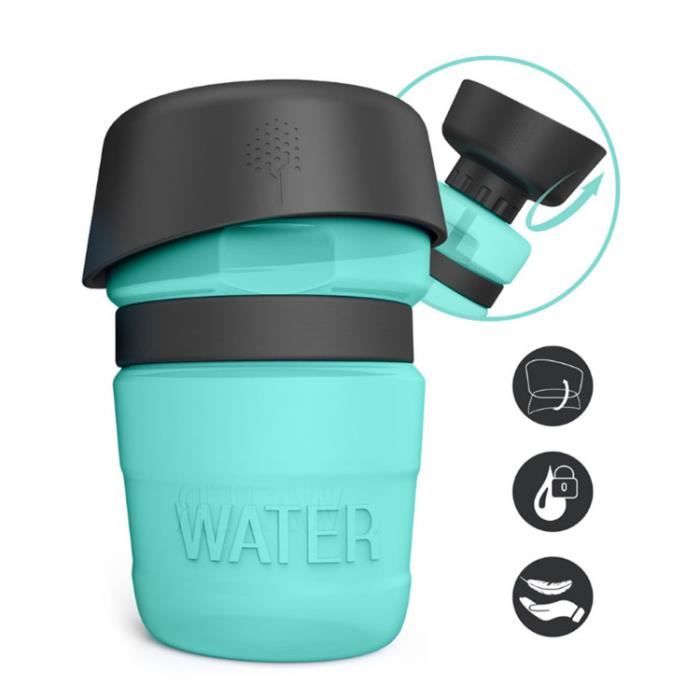 Bouteille deau pour Chien - Portable - 530ml - Anti-Fuite - Avec Gamelle - Cylindrique