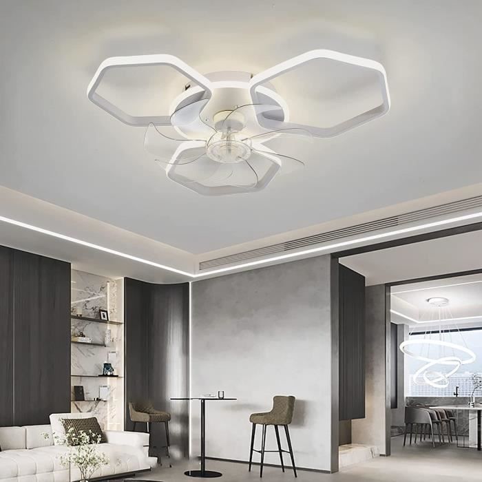 Caunmar Lustre Ventilateur Plafond Enfant 69cm - Dimmable 6 Vitesses RGB Avec Télécommande Et APP