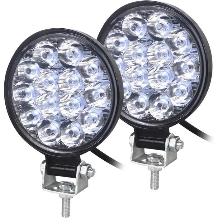 Phare de Travail à led, 2pcs 42W rond phare moto led 12V Rampe Phares ...