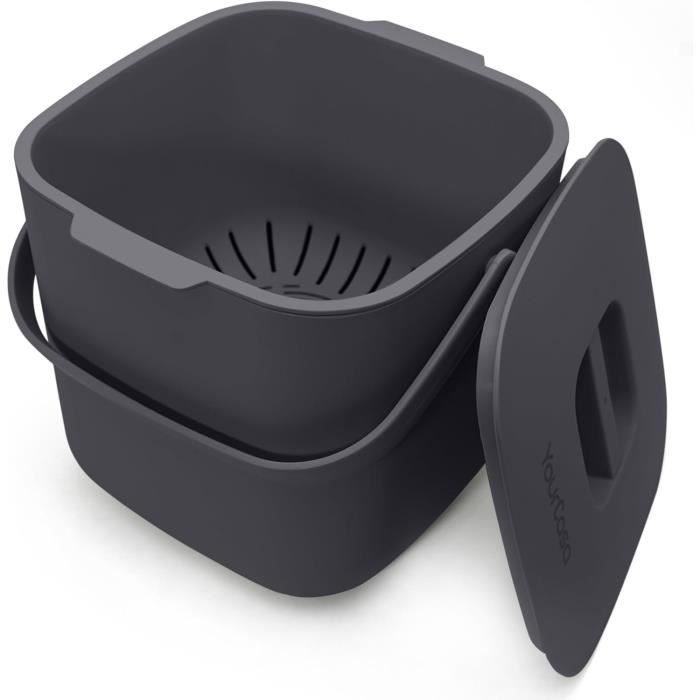 Composteur De Cuisine Poubelle Compost Holma - 4.5L - Bois Noyer - Lave- Vaisselle - KAZAI Bac Déchets Organiques Cuisine