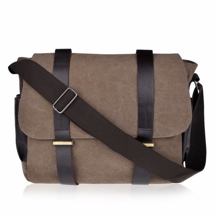 Sechunk Sac Bandoulière Toile Militaire - Parfait Pour École Et Quotidien