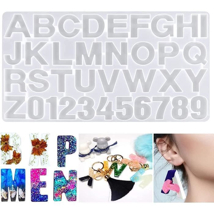 SULIUDAJI Moule Silicone Résine Lettres Et Chiffres Pour Création Bijoux - Alphabet 3D