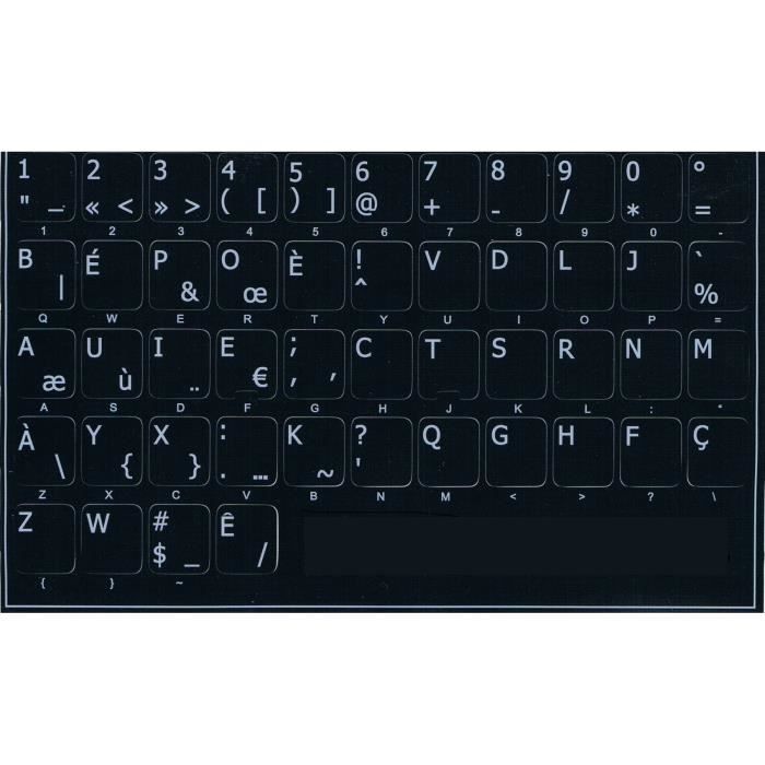 Touches autocollantes clavier BEPO Noir - Cdiscount Informatique