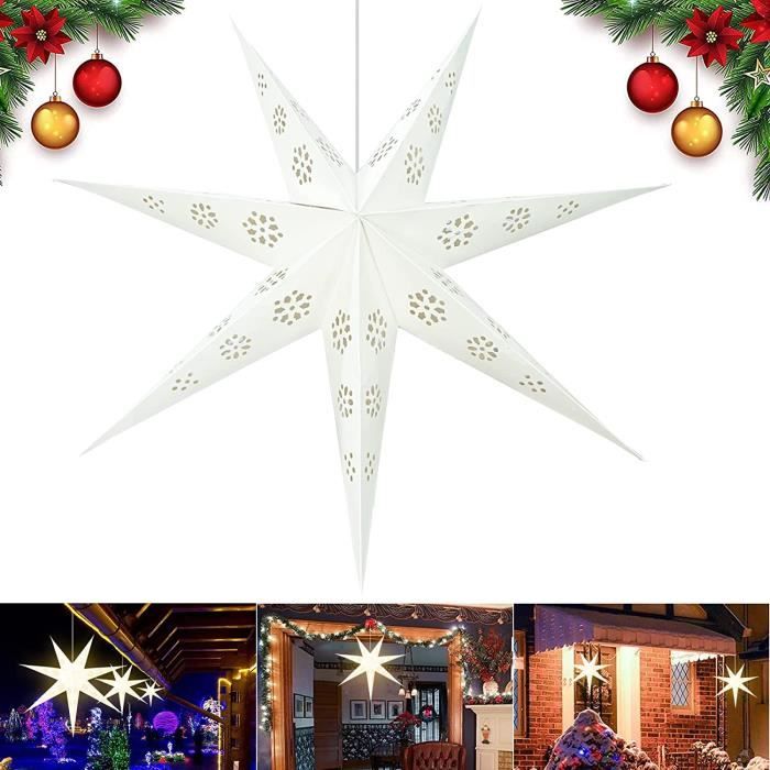 CDEtoile Papier à Suspendre, Etoile Noel Papier Suspendre Decoration