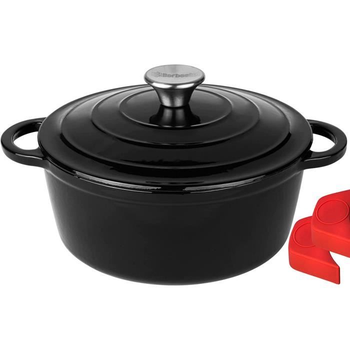 Cocotte en Fonte avec Couvercle I Faitout Façon Dutch avec Poignées Et Maniques en Silicone