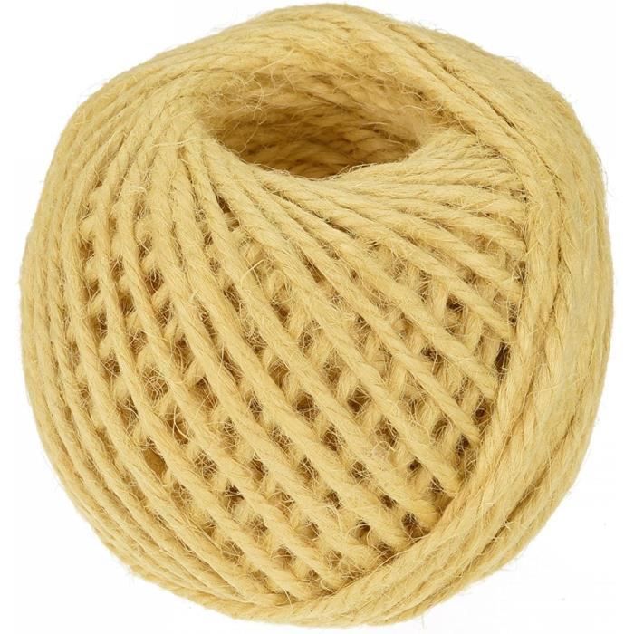 Ficelle Jute Naturel 1312 Pieds - 4 Bobines 3ply Ø2mm - DIY Emballage Cadeau Décoration
